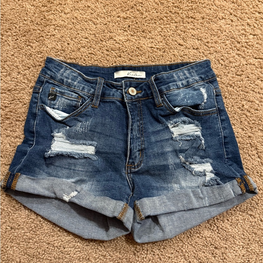 KanCan Dark Blue Ripped Jean Shorts